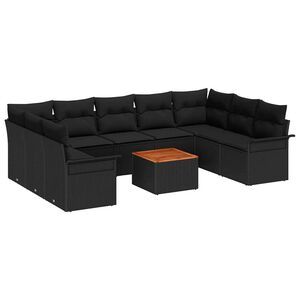 vidaXL Conjunto de Sof&aacute; de Jardim 10 unid. Preto vime PE