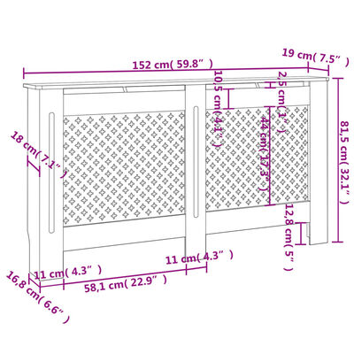 vidaXL Cobertura de radiador 152x19x81,5 cm MDF antracite