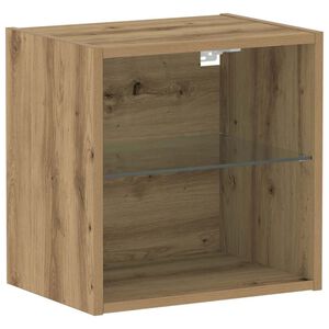 vidaXL Prateleira Flutuante com Luz LED Castanho 40 x 28,5 x 40 cm
