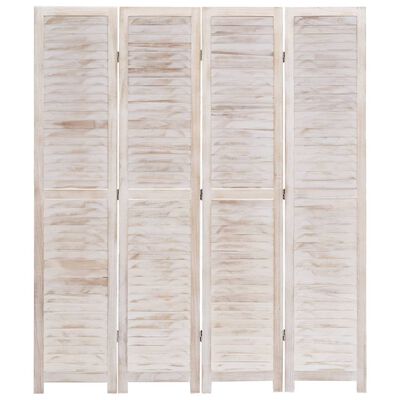 vidaXL Biombo com 4 painéis 140x165 cm madeira branco