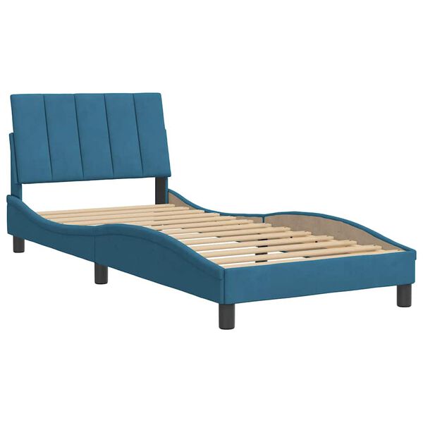 vidaXL Estrutura de cama sem colch&atilde;o Hanko 90x200 cm veludo azul
