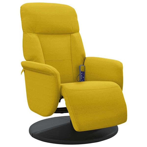 vidaXL Cadeir&atilde;o de massagens reclin&aacute;vel c/ apoio de p&eacute;s veludo amarelo