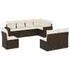 vidaXL 8 pcs conjunto sof&aacute;s de jardim c/ almofad&otilde;es vime PE castanho