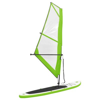 vidaXL Conjunto prancha paddle SUP insuflável c/ vela verde/branco