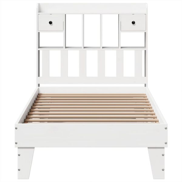 vidaXL Cama sem colch&atilde;o 75x190 cm madeira de pinho maci&ccedil;a branco