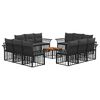 vidaXL Conjunto de Sof&aacute;s para Exterior 13 unid. Preto e Cinza Escuro