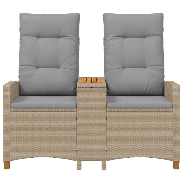 vidaXL Banco reclin&aacute;vel com mesa Bege e Cinza Claro 126 x 65 x 112 cm