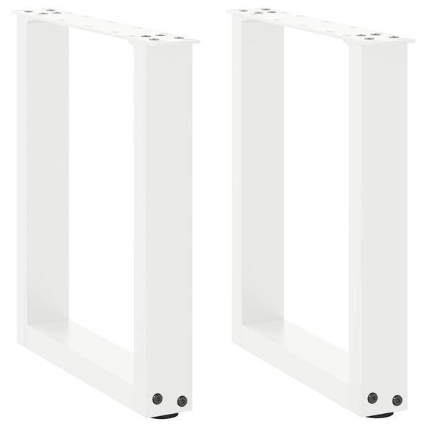 vidaXL Pés para mesa de centro em formato de U, 2 peças, branco, 28x(42-43) cm, aço