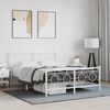 vidaXL Estrutura de cama com cabeceira e p&eacute;s 140x190 cm metal branco