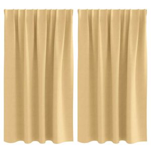 vidaXL Cortinas Blackout com Argolas 2 pcs Bege 140 x 140 cm Poli&eacute;ster