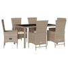 vidaXL 7 pcs conjunto de jantar p/ jardim com almofad&otilde;es vime PE bege