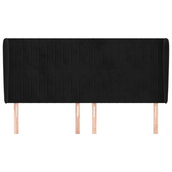 vidaXL Cabeceira de cama c/ abas veludo 183x23x118/128 cm preto