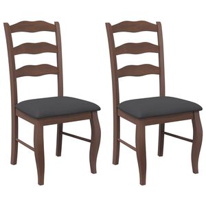 vidaXL Cadeiras de jantar com almofad&otilde;es 2 pcs madeira maci&ccedil;a castanho