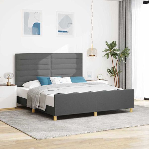 vidaXL Estrutura da Cama Cinzento escuro 180 x 200 cm tecido