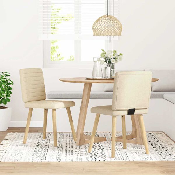 vidaXL Cadeiras de jantar 2 pcs tecido cor creme