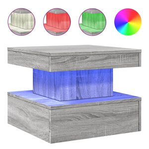 vidaXL Mesa de centro com luzes LED 50x50x40 cm sonoma cinza-claro