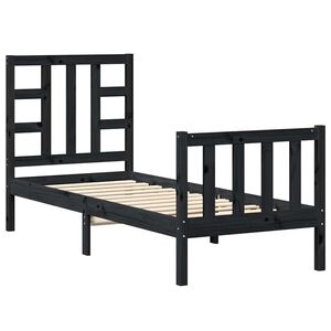 vidaXL Estrutura cama de solteiro c/ cabeceira madeira maci&ccedil;a preto
