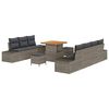 vidaXL Conjunto de Sof&aacute; de Jardim 10 unid. Cinzeto vime PE