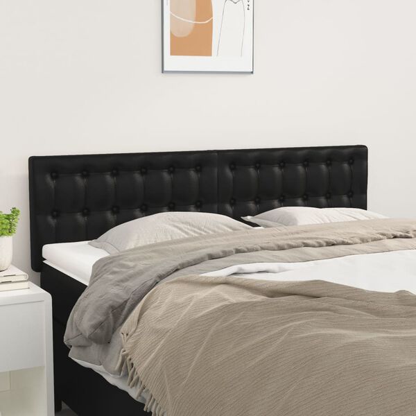 vidaXL Cabeceira de cama 2 pcs couro artificial 72x5x78/88 cm preto