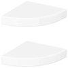 vidaXL Prateleiras de canto flutuantes 2 pe&ccedil;as branco alto brilho 25x25x3,8 cm MDF