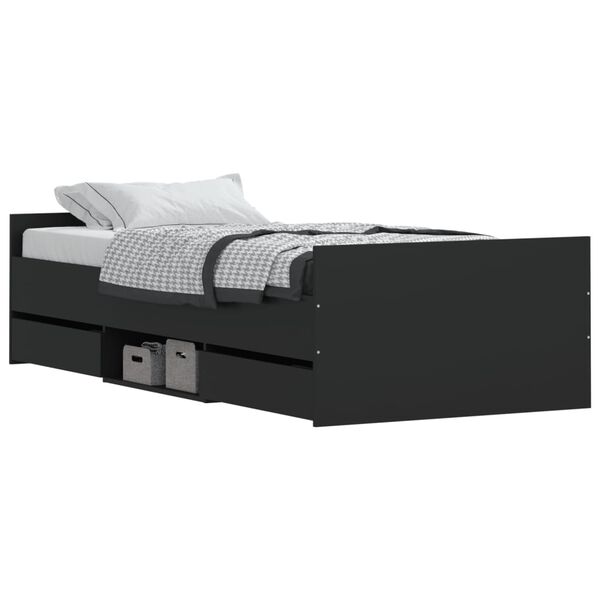 vidaXL Estrutura de cama c/ painéis cabeceira e pés 90x200 cm preto