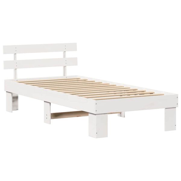 vidaXL Estrutura da Cama Branco 90 x 200 cm Madeira de Pinheiro S&oacute;lida