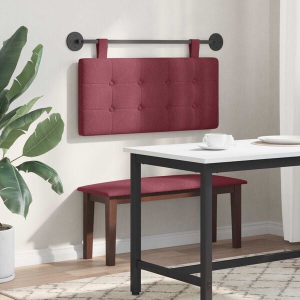 vidaXL Cabeceira Suspensa Vinho Vermelho 100 x 55 x 5 cm tecido