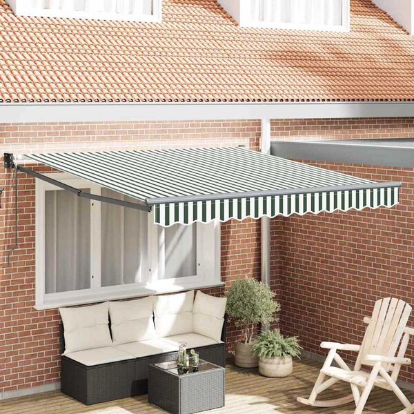 vidaXL Toldo Retr&aacute;til Verde e branco 350 x 250 cm tecido