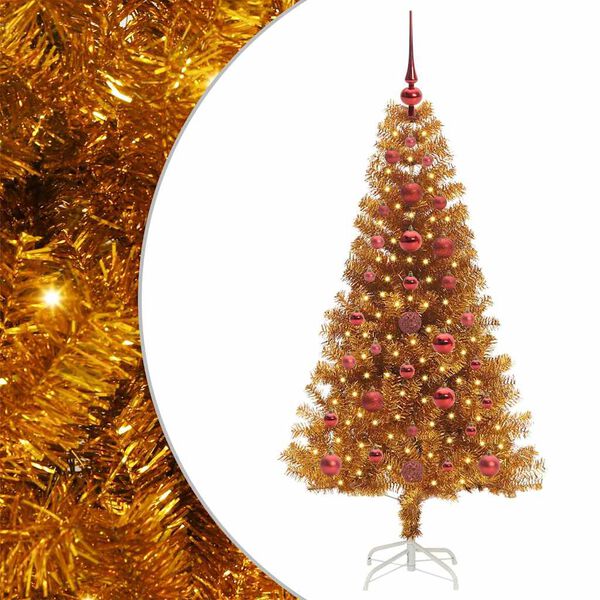 vidaXL &Aacute;rvore de Natal com 150 LEDs com suporte Ouro 120 cm PET