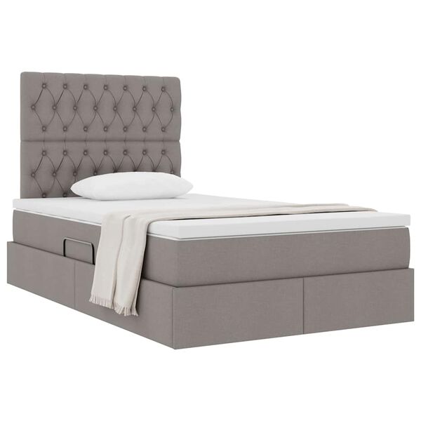 vidaXL Cama com arruma&ccedil;&atilde;o e colch&atilde;o Cinzento-acastanhado 120 x 190 cm