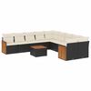 vidaXL 11 pcs conjunto sof&aacute;s de jardim c/ almofad&otilde;es vime PE preto