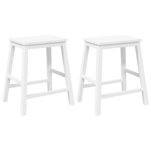 vidaXL Cadeiras de bar 2 pcs madeira de seringueira maci&ccedil;a branco