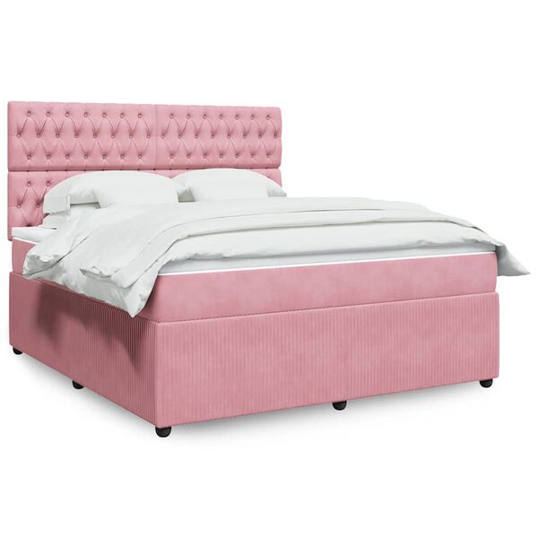 vidaXL Cama com molas/colch&atilde;o 180x200 cm veludo rosa