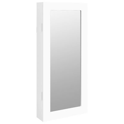 vidaXL Móvel para joias de parede espelhado 30x8,5x67 cm branco