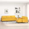 vidaXL 3 pcs conjunto de sof&aacute;s com almofad&otilde;es tecido amarelo-claro