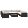 vidaXL 9 pcs conjunto lounge de jardim c/ almofad&otilde;es vime PE preto
