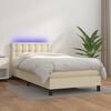 vidaXL Cama box spring c/ colch&atilde;o/LED 80x200 cm couro artificial creme