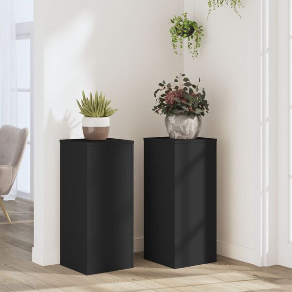 vidaXL Suportes p/ plantas 2 pcs 30x30x70 cm derivados madeira preto
