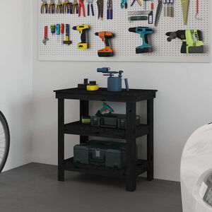 vidaXL Bancada de trabalho 78,5x50x80 cm pinho maci&ccedil;o preto