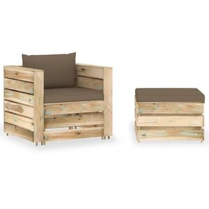 vidaXL 2 pcs conj. lounge jardim c/ almofad&otilde;es madeira impreg. verde