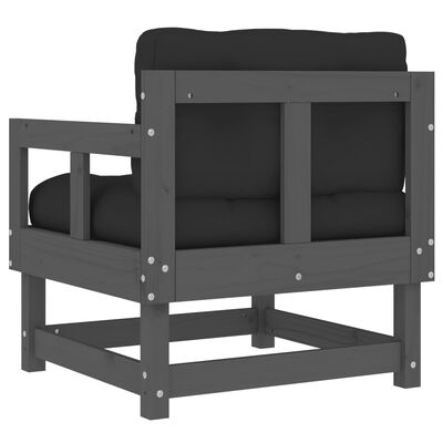 vidaXL Cadeiras de jardim c/ almofadões 2 pcs pinho maciço cinzento