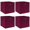 vidaXL Caixas de arruma&ccedil;&atilde;o 4 pcs 32x32x32 cm tecido vermelho escuro