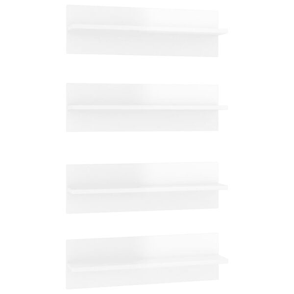 vidaXL Estantes de parede 4pcs 60x11,5x18cm contrapl. branco brilhante