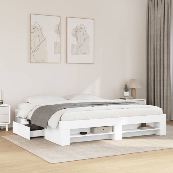 vidaXL Estrutura de cama sem colch&atilde;o 180x200 cm branco