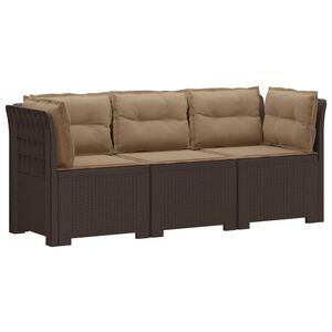 vidaXL Sof&aacute; de Jardim 3 Lugares com Almofadas visual Rattan PP