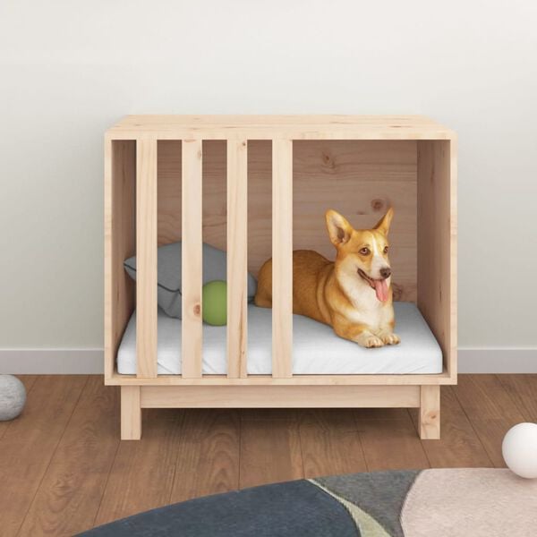 vidaXL Casota para cães 70x50x62 cm madeira de pinho maciça