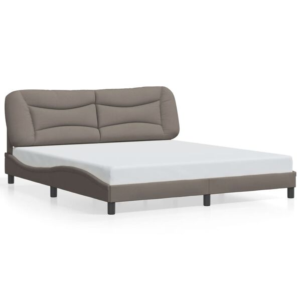 vidaXL Estrutura de cama sem colch&atilde;o Hvar 180x200 cm tecido castanho-acinzentado