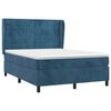 vidaXL Cama com molas/colch&atilde;o 140x190 cm veludo azul-escuro