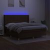 vidaXL Cama box spring c/ colch&atilde;o/LED 180x200cm tecido castanho-escuro