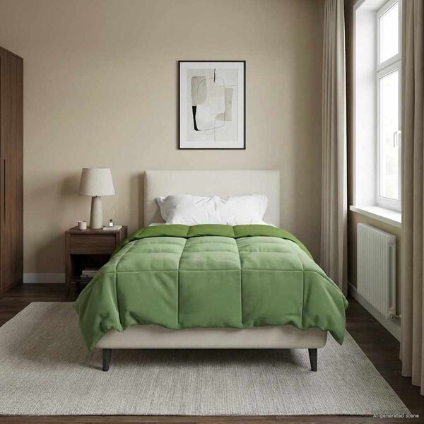 vidaXL Duvet de Ano Inteiro Colchonete Verde 135 x 220 cm Microfibra